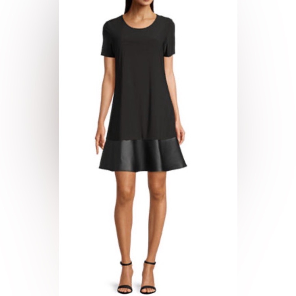 Tiana B. ✨ T-Shirt Dress with Faux Leather Hem ✨